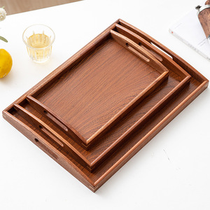 Sandalwood <b>Tray</b> Rectangular Solid Wood Tea Serving Plate Handcrafted With Handle For Tea Ceremony - Product Image 2