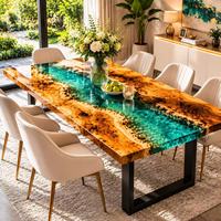 Résine époxy transparente avec finition anti-jaunissement pour la fabrication de tables en bois et de meubles sur mesure