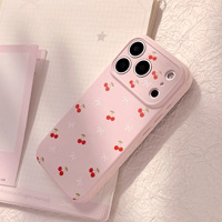 Coque de protection pour téléphone portable en TPU couleur unie, motif cerise mignon pour femmes, compatible iPhone 17 16 15 14 Pro Max