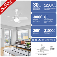 Ventilateur de plafond blanc 1stshine de 34 pouces avec lumière LED, moteur DC, 6 vitesses, télécommande, pales en ABS, ultra silencieux, moderne