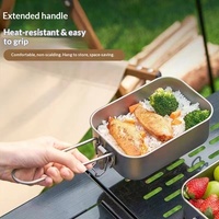 Boîte à lunch pliable en titane pur, écologique, pour l'extérieur, boîte de conservation des aliments, camping, pique-nique, étudiant, boîte à vaisselle portable