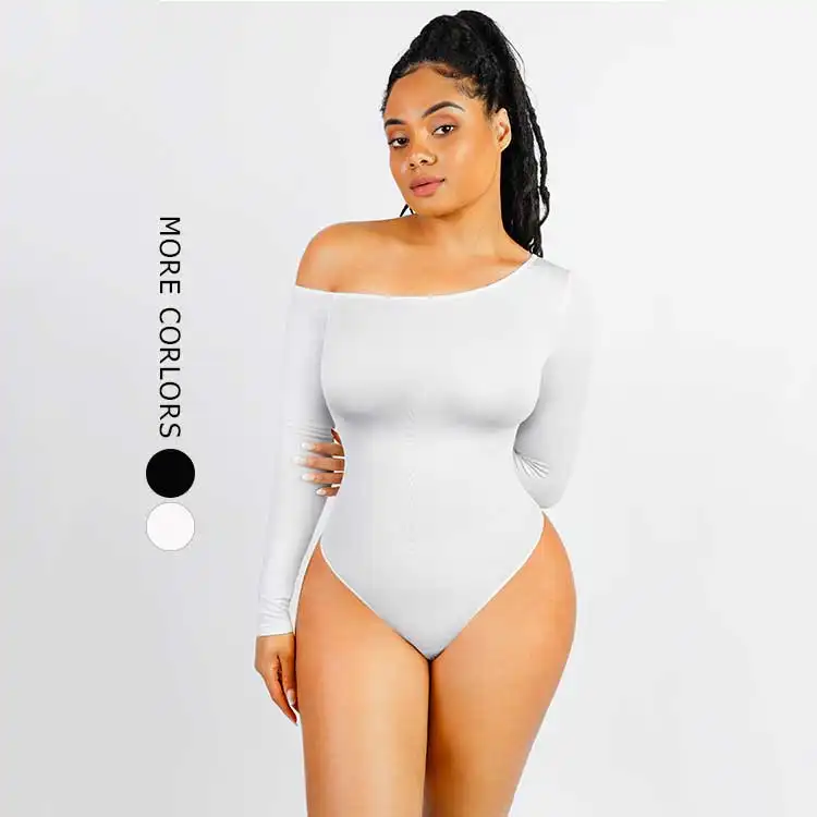 Hexin Großhandel One Shoulder Frauen Langarm Bodysuit Top Taille Shaping Bodysuit Shape wear