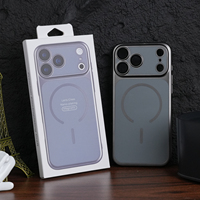 Coque de téléphone portable antichoc avec protection d'objectif en verre, chargement sans fil magnétique et finition mate pour iPhone 17 16 15 14 Pro Max et Samsung