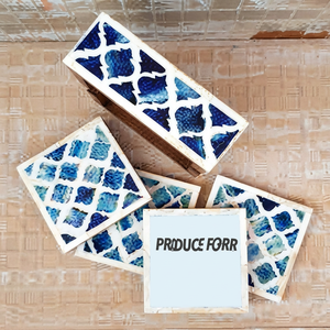Artistic Bone Inlay Coaster Set for Stylish Living Room Setup Bone Inlay Coaster Set for Premium Quality Tableware Top Quality - Product Image 1