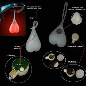 Feu arrière de vélo LED en forme de cœur, en silicone, étanche, clignotant, lumières d'avertissement, boules lumineuses, lampe - Product Image 6