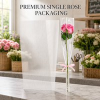 Manchon en plastique transparent pour rose unique, sac d'emballage trapézoïdal en BOPP pour bouquet, idéal pour l'affichage floral en supermarché