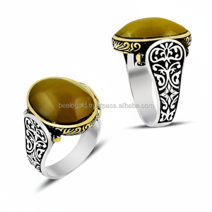 925K Sterling Silver Amber <b>Men</b> <b>Ring</b> - Product Image 2