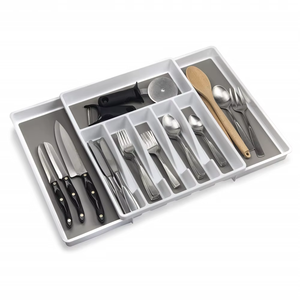 Organisateur d'argenterie en bambou gris écologique pour tiroir, organisateur d'ustensiles de cuisine extensible pour <span class=keywords><strong>tiroirs</strong></span> de cuisine - Product Image 2