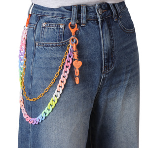 โซ่คาดเอวเรซิ่นสีลูกกวาด จี้รูปหัวใจ ถอดออกได้ แฟชั่นสำหรับทุกเพศ สวมใส่สบายๆ - Product Image 4