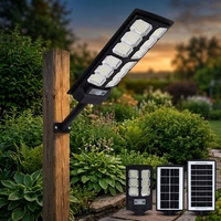 Lampes solaires LED tout-en-un 2200mAh IP65 avec détection de mouvement, projecteurs routiers et lampe anti-moustiques