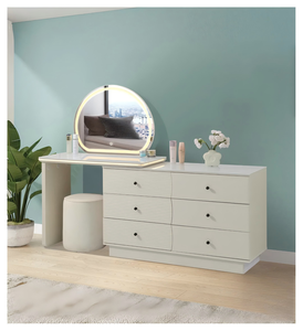 Modern Makeup <b>Vanity</b> With Lighted <b>Mirror</b> Storage Drawers For Bedroom Furniture - Product Image 1