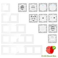 Interruptor táctil de panel de vidrio templado con control WiFi, USB, Cat6, 10A, 250V, para ordenador y TV, tipo enchufe alemán, para montaje DIY