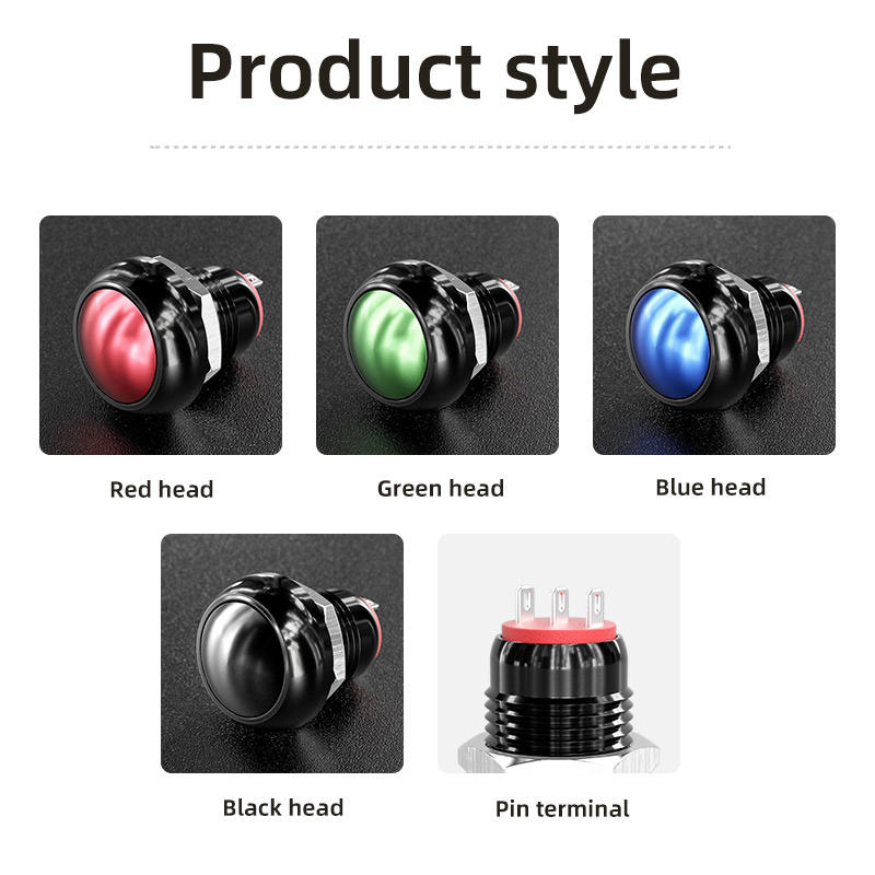 Mini Body Momentary Push Button Switch 12mm Spdt 1no1nc Aluminum Alloy Cover Self Reset Self Locking Domed Head Switch Button