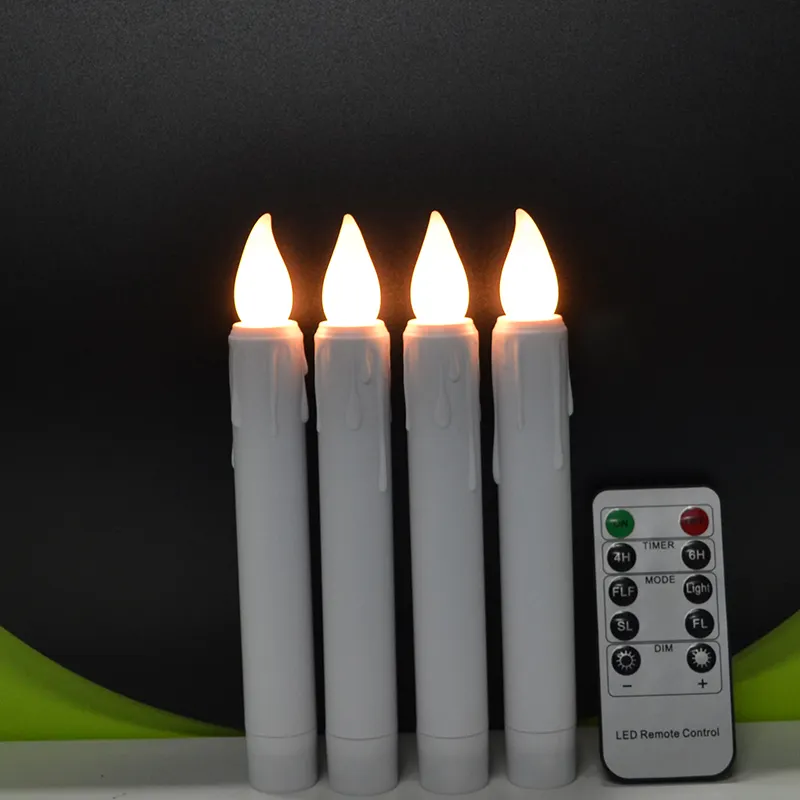Hot Sale White LED Taper Candle For Home Decor Flickering Flame Electric Candles 17cm in Height