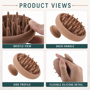 Wholesale Silicone <b>Scalp</b> Massager Shampoo <b>Brush</b> Soft Bristle Hair Washing Scrubber Comb with Ergonomic Handle for <b>Scalp</b> Care - Product Image 2