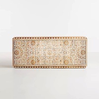 Mesa de Centro de Madera Maciza Estilo Retro Francés, Gabinete de Entrada, Consola para Recibidor, Aparador para Sala de Estar; Muebles para Hotel y Villa
