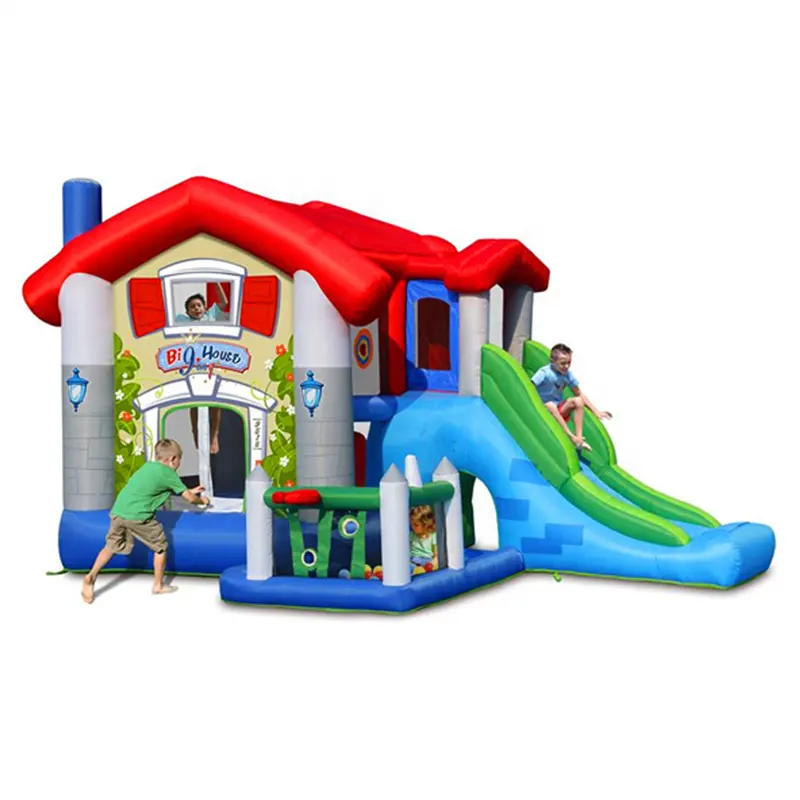 Maison gonflable de saut de jardin en tissu Nylon, petit gonflable avec toboggan pour enfants, vente en gros