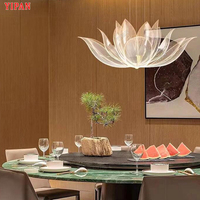 Nouveau Lustre LED Chinois Personnalisé Style Villa Restaurant Chambre Temples Salle de Thé Zen Pétale de Lotus Suspension Luminaire