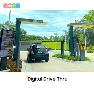 Drive Thru Restaurants Menu Board Digital Signage Outdoor Standing Waterproof Kiosk Touch Order Screen Lcd Display Advertising