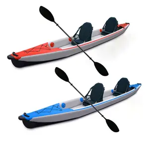 折りたたみ式PVCインフレータブルカヌー釣り2人用ドロップステッチカヤックボート