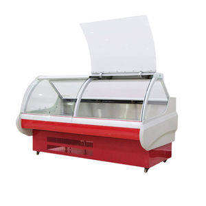 Équipement de réfrigération commerciale supermarché <span class=keywords><strong>boucherie</strong></span> courbe verre congélateur viande affichage réfrigérateur - Product Image 3