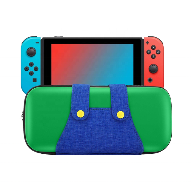 Factory Customizable Mario-Themed EVA Storage Bag for Nintendo Switch OLED Green-Shockproof & Stylish Waterproof Feature