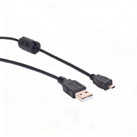Kabel Data USB2.0 Male ke Mini Male Berpelindung dengan Jaket PVC, Konduktor Tembaga Berlapis Timah, Cincin Magnetik untuk Kamera dan Pemindai Barcode