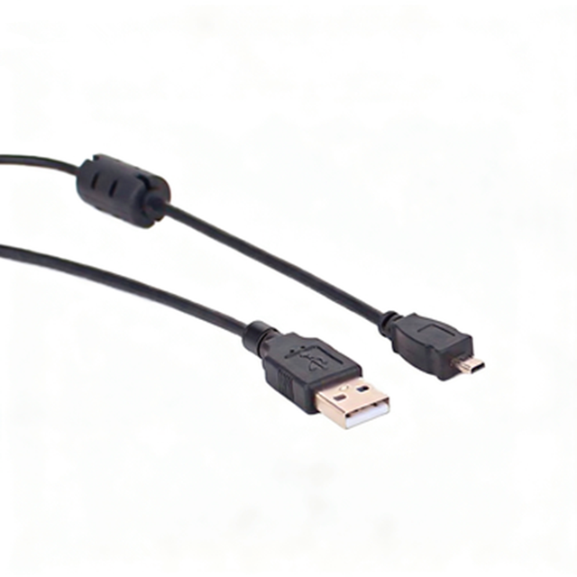 USB2.0 Male to Mini Male Shielded USB Data Cable PVC Jacket Tinned Copper Conductor Magnetic Ring for Camera Barcode Scanner
