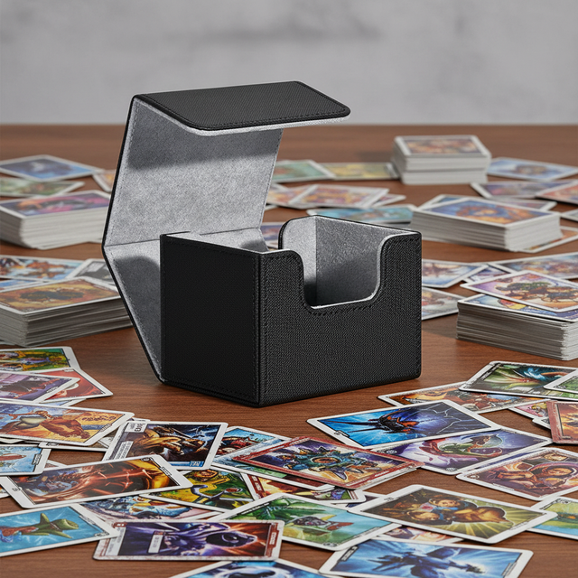 PU Card Deck Box for Commander and Credit Card Magnetic Display Case Holds 100 Double-Sleeved Cards