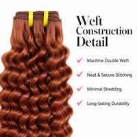 350 mèches de cheveux humains indiens bruts bouclés profonds couleur gingembre-orange, extensions de tissage Remy à cuticules intactes, double tirage