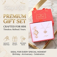 Coffret Cadeau Premium Personnalisé pour Femme – Ensemble 5 Pièces : Montre à Quartz et Collier – Idéal pour Cadeaux d'Appréciation des Partenaires d'Entreprise – Sac Rouge
