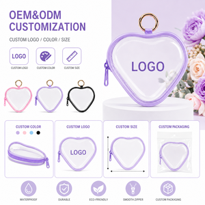 Bolsa <span class=keywords><strong>de</strong></span> cosméticos portátil reutilizable transparente <span class=keywords><strong>de</strong></span> PVC <span class=keywords><strong>en</strong></span> forma <span class=keywords><strong>de</strong></span> corazón grande personalizada con cremallera y anillo <span class=keywords><strong>de</strong></span> metal para <span class=keywords><strong>viajes</strong></span> o embalaje <span class=keywords><strong>de</strong></span> regalo - Product Image 3