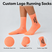 Chaussettes de course en nylon avec logo personnalisé, respirantes, légères, chaussettes de sport à tige mi-haute, chaussettes de compression athlétiques en tricot jacquard