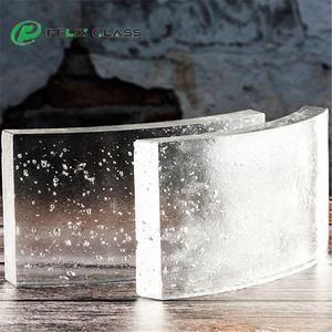 Tejas de techo de vidrio de burbujas de glaseado curvo Ladrillo de vidrio de burbujas curvo para Decoración - Product Image 4