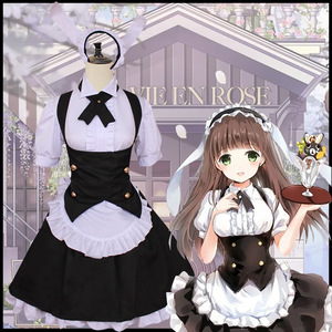 Traje de sirvienta de estilo japonés, vestido blanco y negro con volantes y delantal para mujeres adultas, disfraz de Lolita - Product Image 5
