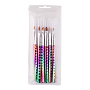 Ensemble de pinceaux à ongles avec manche métallique dégradé, différentes formes de poils, ovales, pour gel 3D, poils en nylon, pour la pratique du nail art DIY pour étudiants - Product Image 6