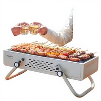 Barbecue au charbon portable pliable sans fumée pour camping et usage domestique, assemblage détachable, revêtement nano par électrophorèse
