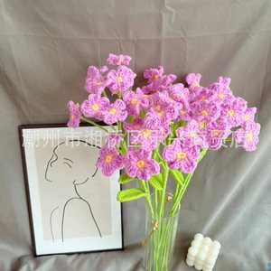 Produit fini, bouquet de fleurs en laine tissée à la main Myosotis Sylvatica, prêt à l'emploi, cadeau gratuit pour petit ami ou petite amie - Product Image 3