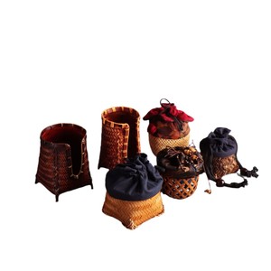 Bamboo Woven Teacup <b>Baskets</b> Round <b>Storage</b> Containers For Kitchen Use Cotton Lined Handicrafts - Product Image 5
