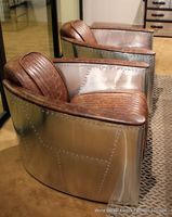 Mobilier industriel personnalisé Aviation Fauteuil Aluminium Vintage Marron Cuir Canapé Chaise Avion Tomcat Chaise pour bar Hôtel