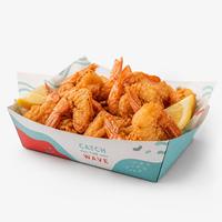 Barquette alimentaire jetable en papier, boîte pour ailes de poulet, barquette pour snacks frits, emballage personnalisé imprimé