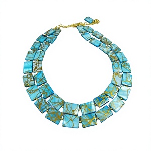 Best Unique Geometric Resin <b>Statement</b> <b>Necklace</b> Turquoise Gold Plated Premium Women's Party Jewelry Strand Designer for Woman - Product Image 1