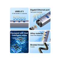 Hub Ethernet Mindpure double USB-C et USB-A, adaptateur LAN Gigabit RJ45, 3 ports USB 3.0, 1000 Mbps pour partage de réseau sur ordinateur portable, tablette et PC