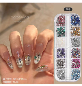 TSZS Meilleures ventes <span class=keywords><strong>Strass</strong></span> pour ongles en résine miniatures 12 compartiments, à dos plat, 3D, formes mélangées irrégulières, diamants colorés pour nail art - Product Image 4