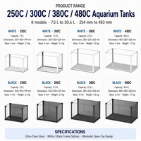 Aquarium de bureau, petit aquarium en verre ultra transparent avec cadre blanc pour poissons Betta, décoration de table pour la maison ou le bureau