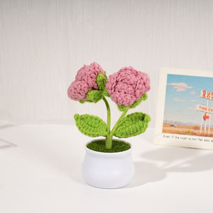 Plantas en maceta de punto coloridas hechas a mano para decoración floral de ganchillo para el hogar, oficina, escritorio, sala de estar, adornos estéticos de mesa - Product Image 5
