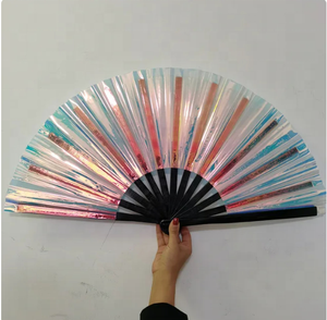 Kung Fu <b>Folding</b> <b>Fan</b> Craft Gifts Stage Performance Dance Party Photography Props <b>Fan</b> Pvc Laser Film Bamboo <b>Fan</b> - Product Image 4