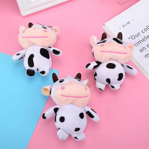 Llavero de peluche de vaca para mujer, bolso de mano de juguete de peluche, accesorios de encanto, decoración de animales de peluche, llaveros colgantes - Product Image 2