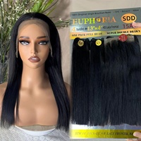 KEMY HAIR 4+1 SDD Paquete de Cabello Humano Remy Súper Doble Trama con Frontal 4*13 Liso Natural Vietnamita para Mujeres Negras