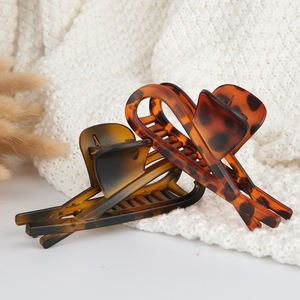 مشبك شعر نسائي كبير الحجم من الأكريليك بنمط صدفة السلحفاة، تصميم كوري عصري رائج - Product Image 4